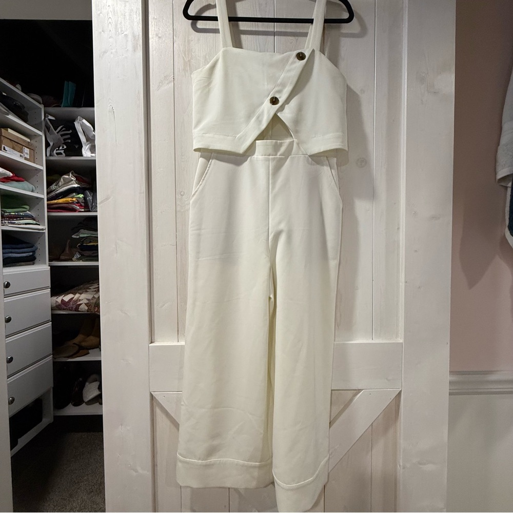 Express White Button-Detail Jumpsuit